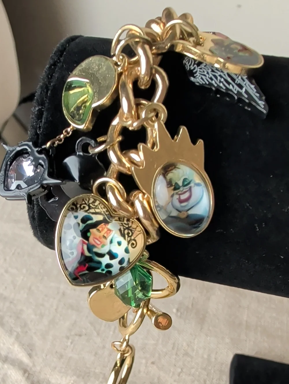 Handcrafted Disney Villains Inspired Charm Bracelet Gold Tone Gothic Fairy Tale